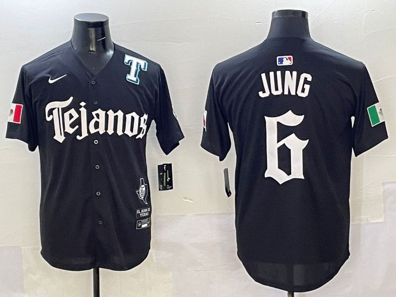Men Texas Rangers #6 Jung Black Five generations Joint Name 2025 Nike MLB Jersey style 5